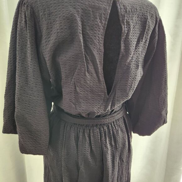 Anthropologie Francesca Balloon Sleeve Textured Romper Medium Womens BLACK - Picture 11 of 13